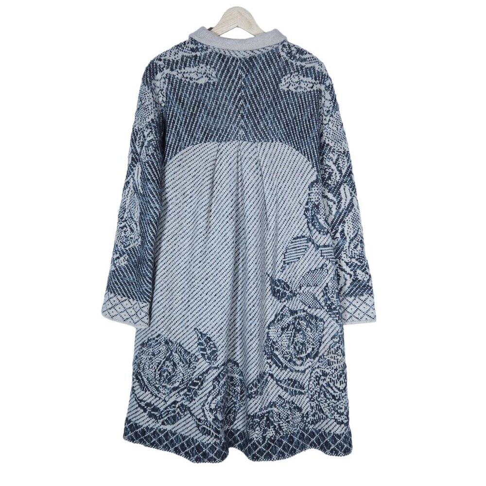 IVKO Womens Coat EU 36 Gray Floral Geometric Button Up Removable Shawl Pockets - Picture 6 of 15